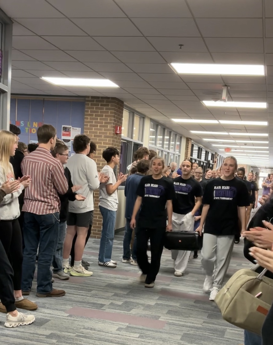 BHS students and staff send-off the girls basketball team ahead of their game against Norris.